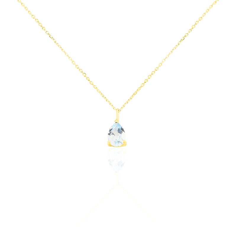 GOUTTE Damen Collier Gold 375 (9 Karat) Topas Blau 0,76 ct Tropfen - Halsketten Damen | OROVIVO