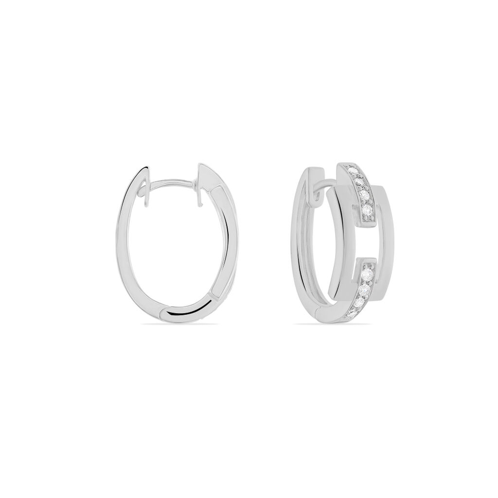 BE SQUARE Damen Creolen Silber 925 Zirkonia Wei&szlig; B 8,3 mm
