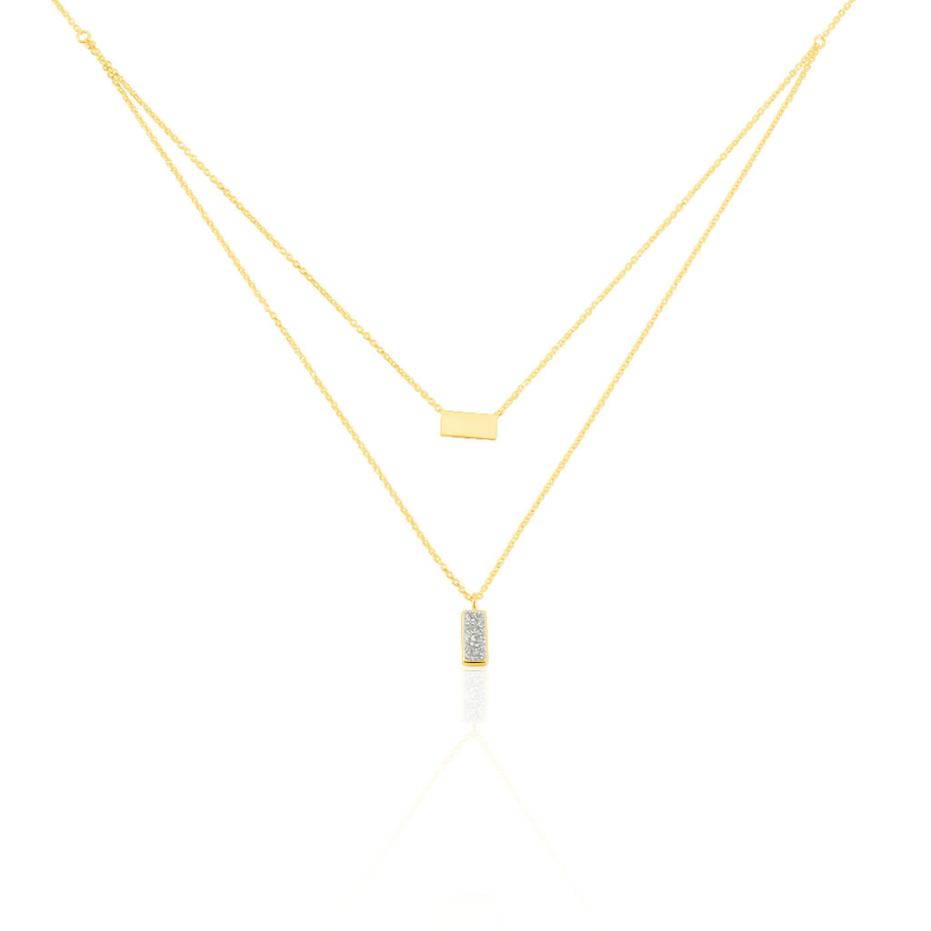 Damen Halskette Gold 375 Glitzer, Collier ohne Stein