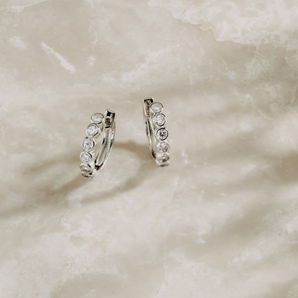 STEFFI Damen Creolen Silber 925 Zirkonia Wei&szlig; 0,04 ct B 1,04 mm