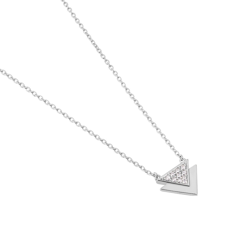 BABSI Damen Collier Silber 925 Zirkonia Wei&szlig; Dreieck
