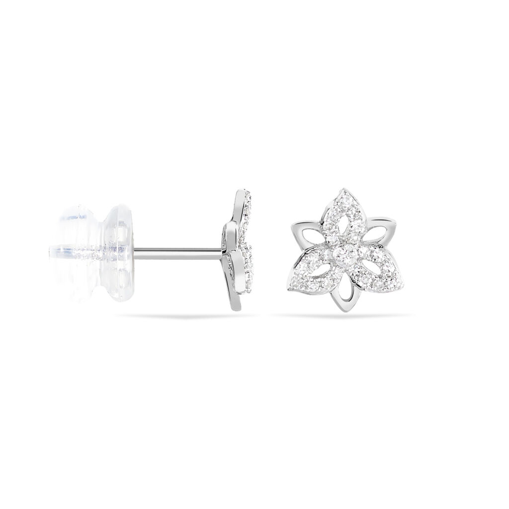 Boucles D'oreilles Or Weiss Irinia Fleur - Spannringe Damen | OROVIVO