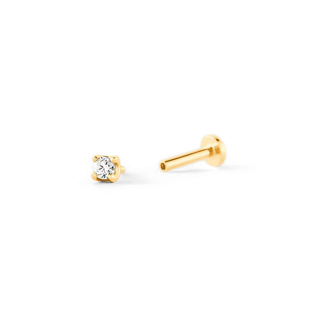 SOLENNE Unisex Piercing Gold 375 (9 Karat) Synthetischer Diamant Wei&szlig; 0,03 ct