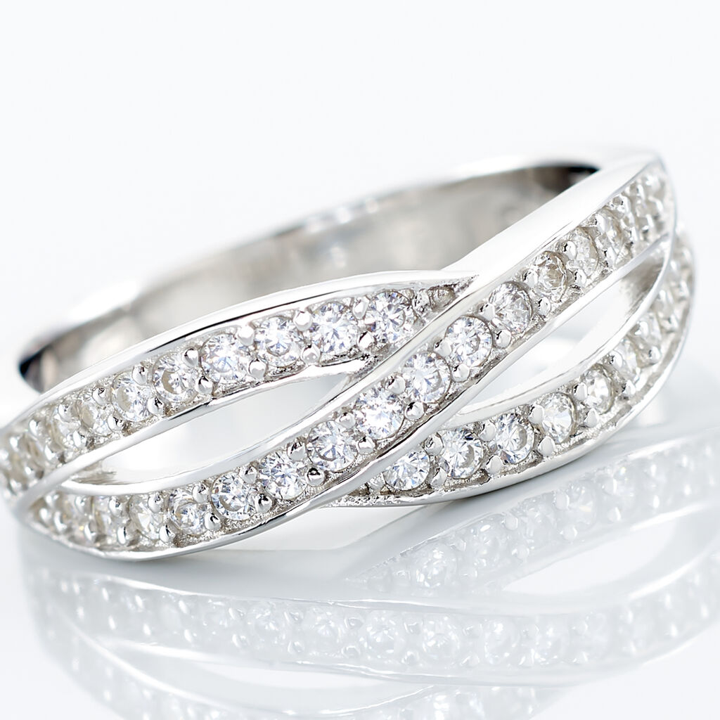 Damen Ring Silber Silber 925 Zirkonia Wei&szlig;