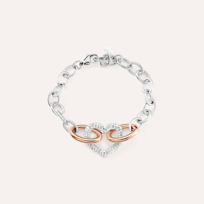 Bracciale Aura Acciaio Bicolore Bianco / Rosa Cristallo - Spannringe Damen | OROVIVO