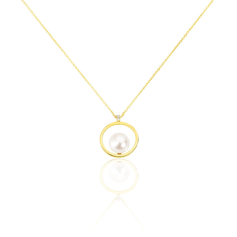 Collier Or Jaune Perle De Culture Et Diamant - Spannringe Damen | OROVIVO
