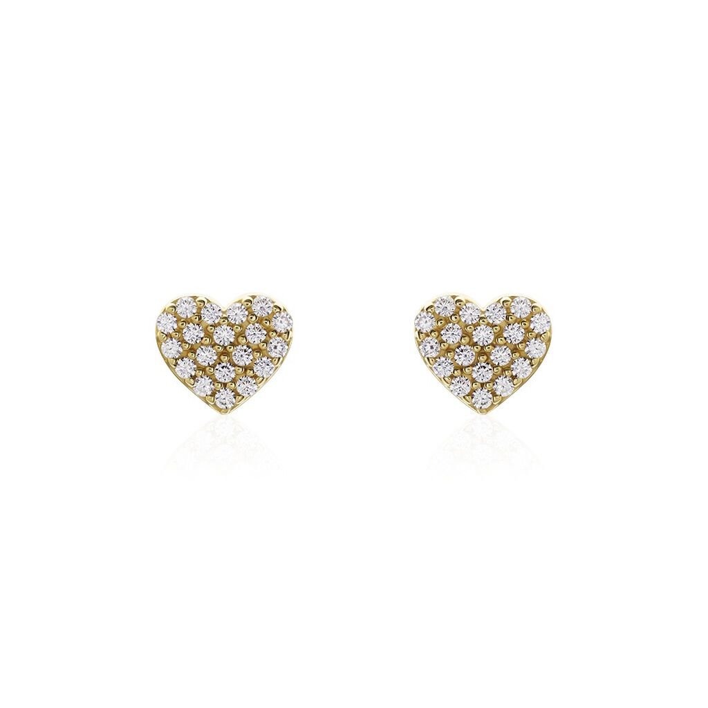 Damen Ohrstecker Gold 375 Zirkonia Herz Darleen, Ohrstecker mit Stein
