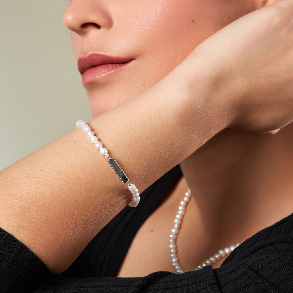 Unisex Armband Silber 925 Halbrund Weiß Geometrisch Joy 2cm - Neuheiten Unisex | OROVIVO