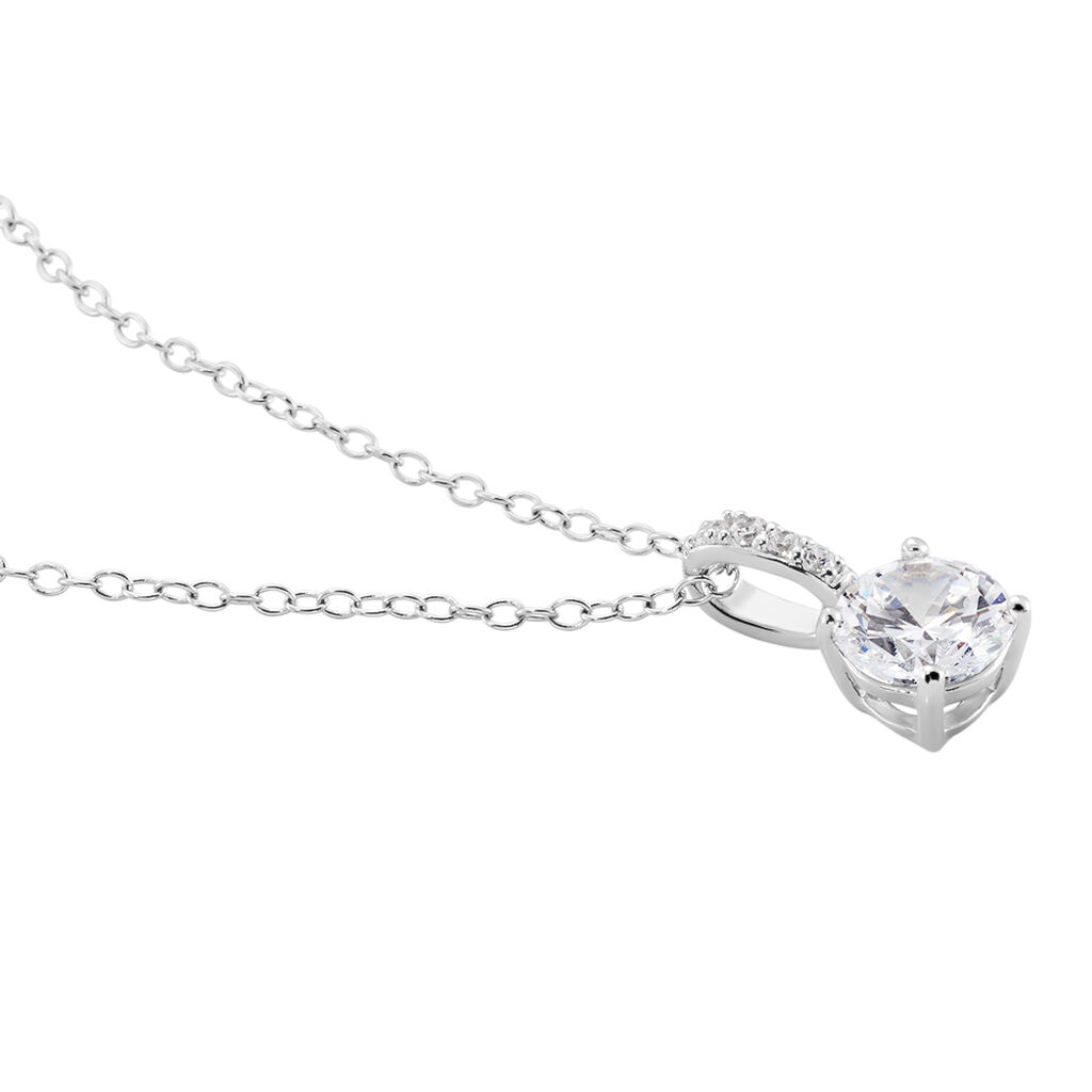 PAULINA Damen Collier Silber 925 Zirkonia Wei&szlig; 1,52 ct B 1,15 mm