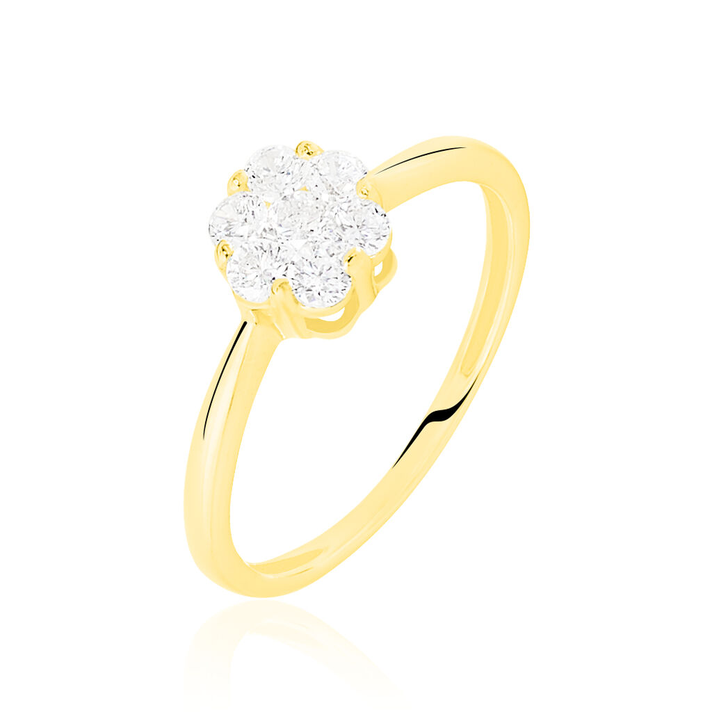 Damenring Gold 375 Zirkonia Blume Timea - Hochzeitsringe Damen | OROVIVO