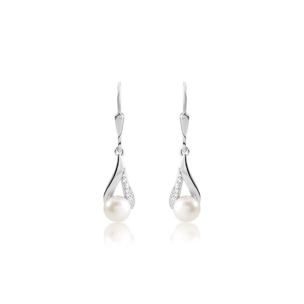 TENY Damen Ohrringe Lang Silber Silber 925 Zuchtperle Perlmutt