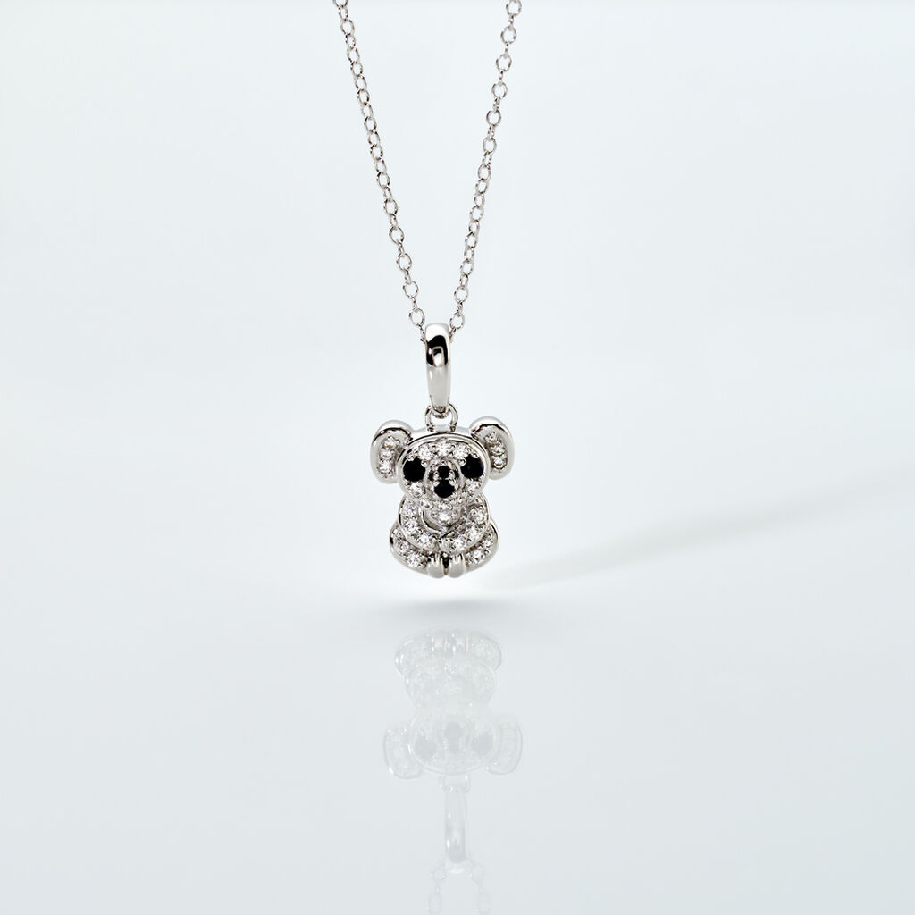 FINJA Damen Collier Silber 925 Saphir Schwarz 0,060 ct B 1,2 mm