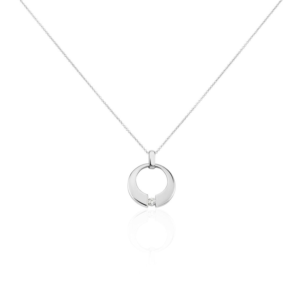 Thumbnail - Valencia Damen Collier Weißgold 375 (9 Karat) Diamant Weiß 0,08 ct Kreis, Collier mit Stein