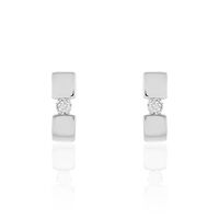 Damen Ohrstecker Weißgold 375 Diamant 0,04ct Viereck Granada 