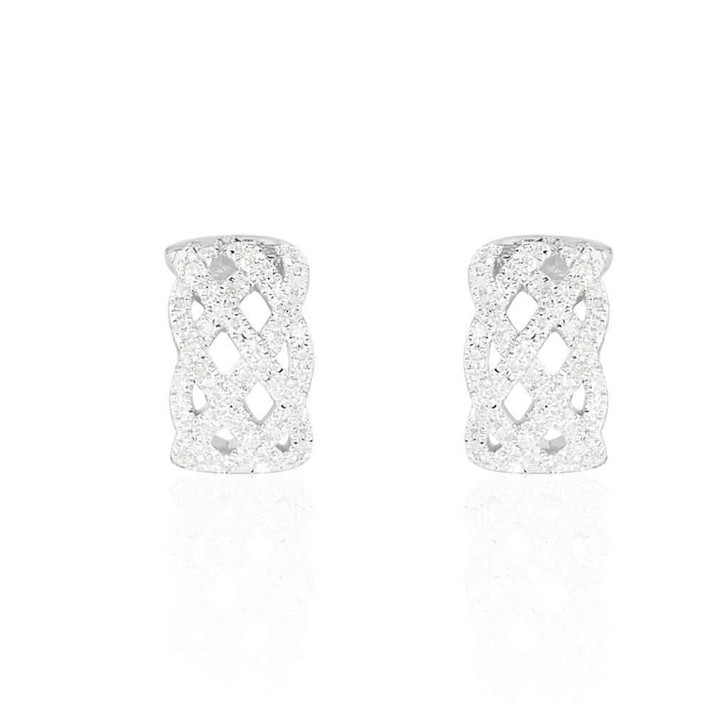 Boucles D'oreilles Puces Yelena Or Blanc Diamant - Spannringe Damen | OROVIVO