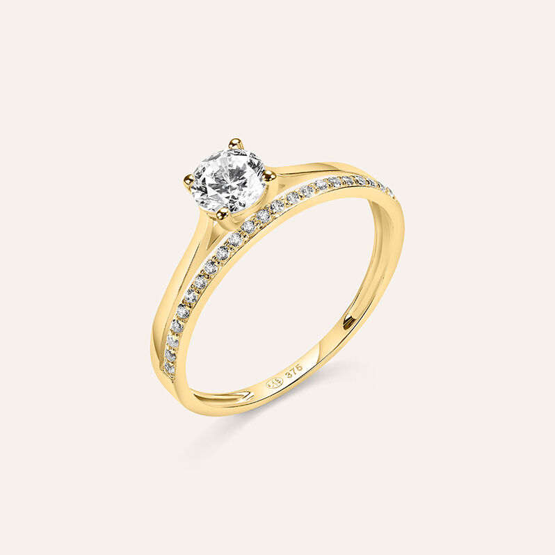 Anello Solitario Claire Oro Giallo Cubic Zirconia - Spannringe Damen | OROVIVO