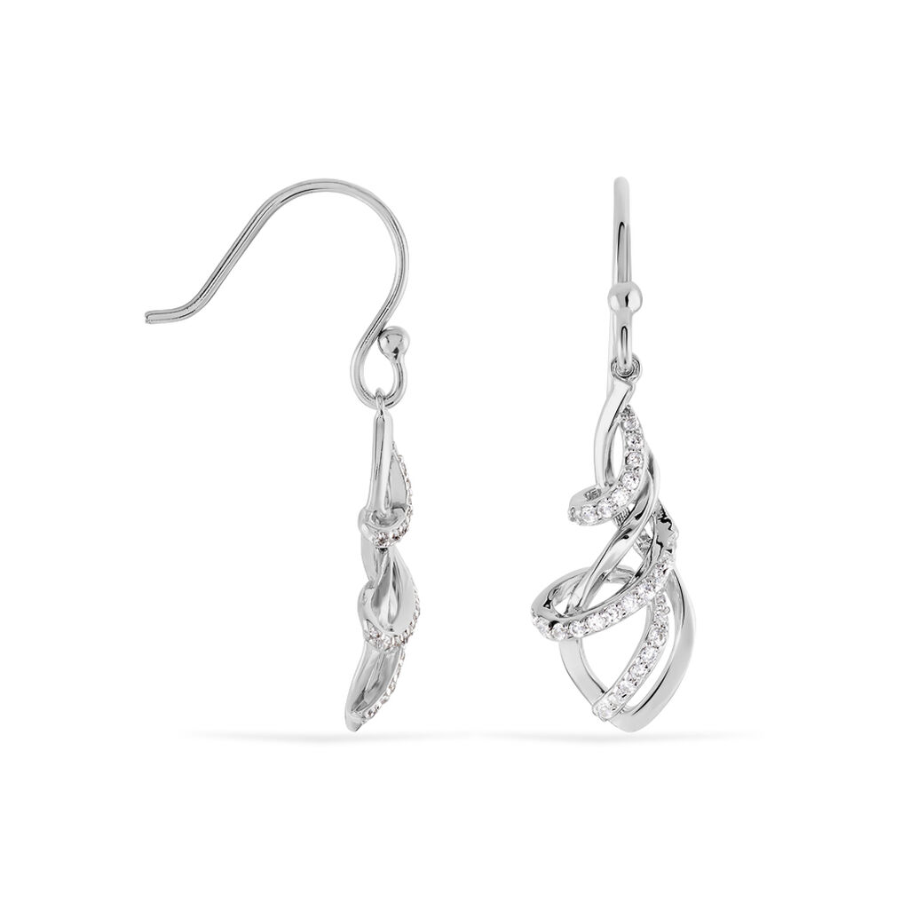 EMMA Damen Ohrringe Lang Silber 925 Zirkonia Wei&szlig; Spiralf&ouml;rmig