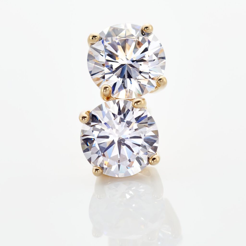 MASCHA Damen Ohrstecker Vergoldet 750 Zirkonia Wei&szlig;