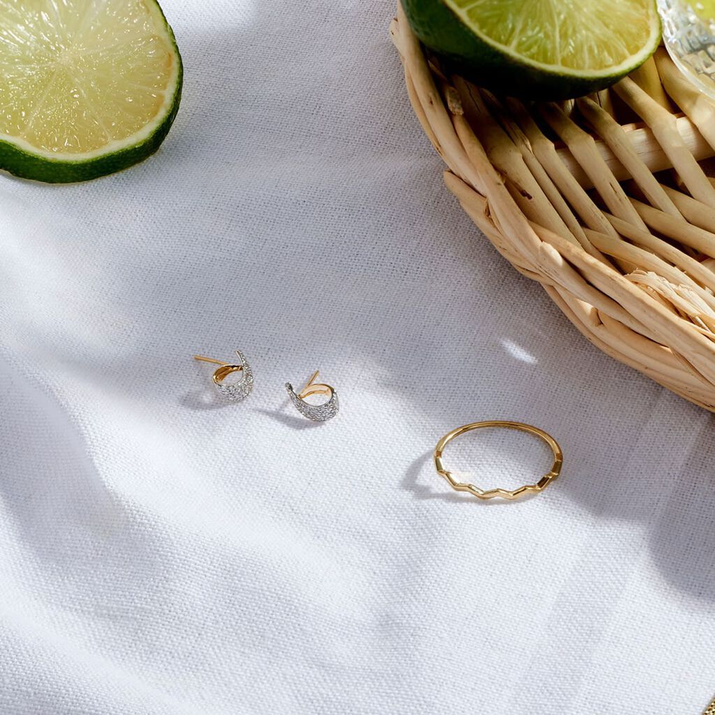 AVEC Damen Ohrstecker Gold 375 (9 Karat) Zirkonia Wei&szlig; 0,35 ct Oval