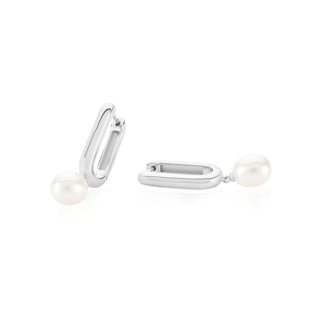 Tayla Damen Creolen Silber 925 Zuchtperle Wei&szlig; 1,28 ct