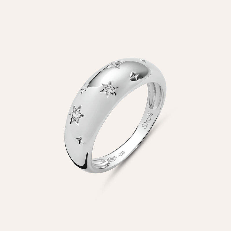Anello Fascia Silver Collection Argento Rodiato Cubic Zirconia - Spannringe Damen | OROVIVO