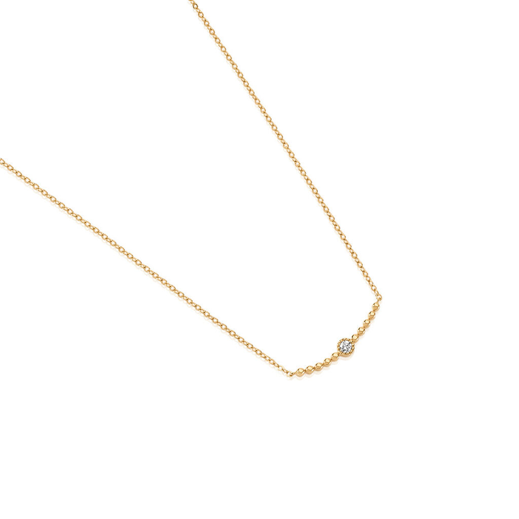 Thumbnail - Damen Collier Gold 375 Rund Weiß Giuliana 4,5cm, Collier mit Stein