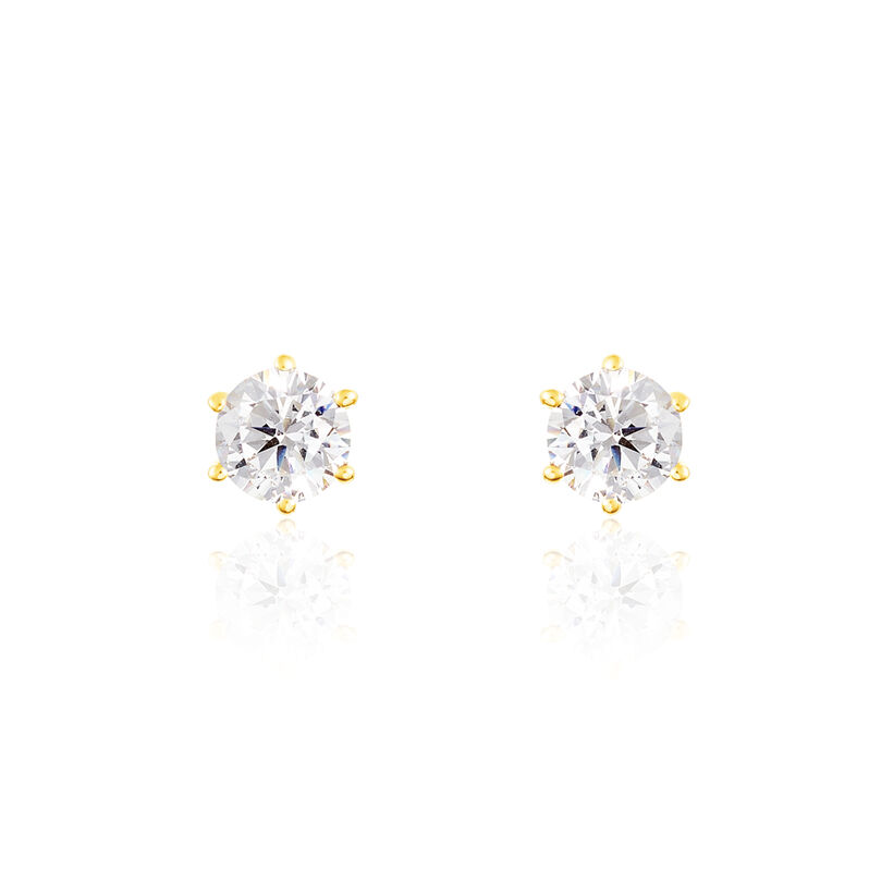 Damen Ohrstecker Gold 375 Zirkonia Kreis Krappe 6  - Ohrstecker Damen | OROVIVO