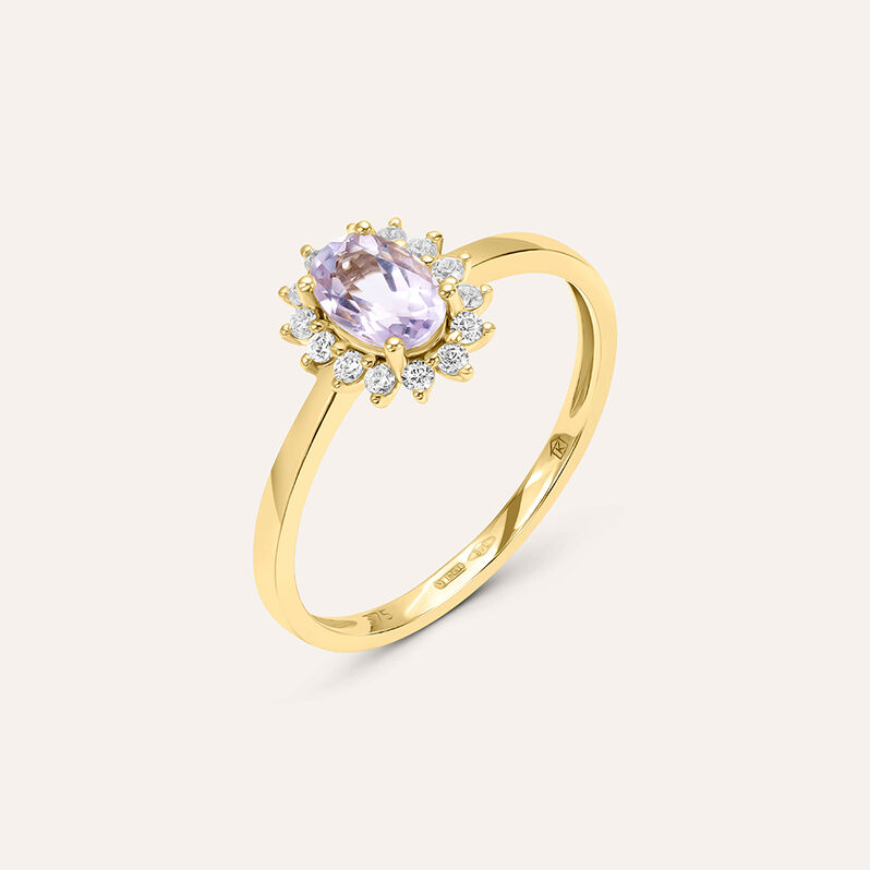 Anello Solitario Kate Amélie Oro Giallo Ametista Cubic Zirconia - Spannringe Damen | OROVIVO