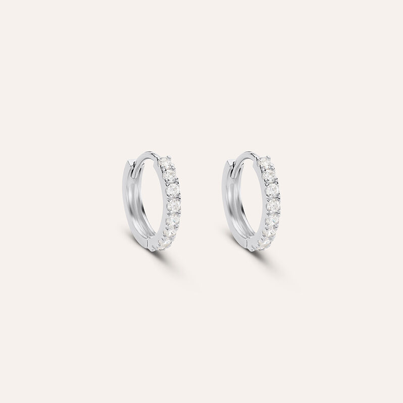 Orecchini A Cerchio Toujours Oro Bianco Cubic Zirconia - Spannringe Damen | OROVIVO