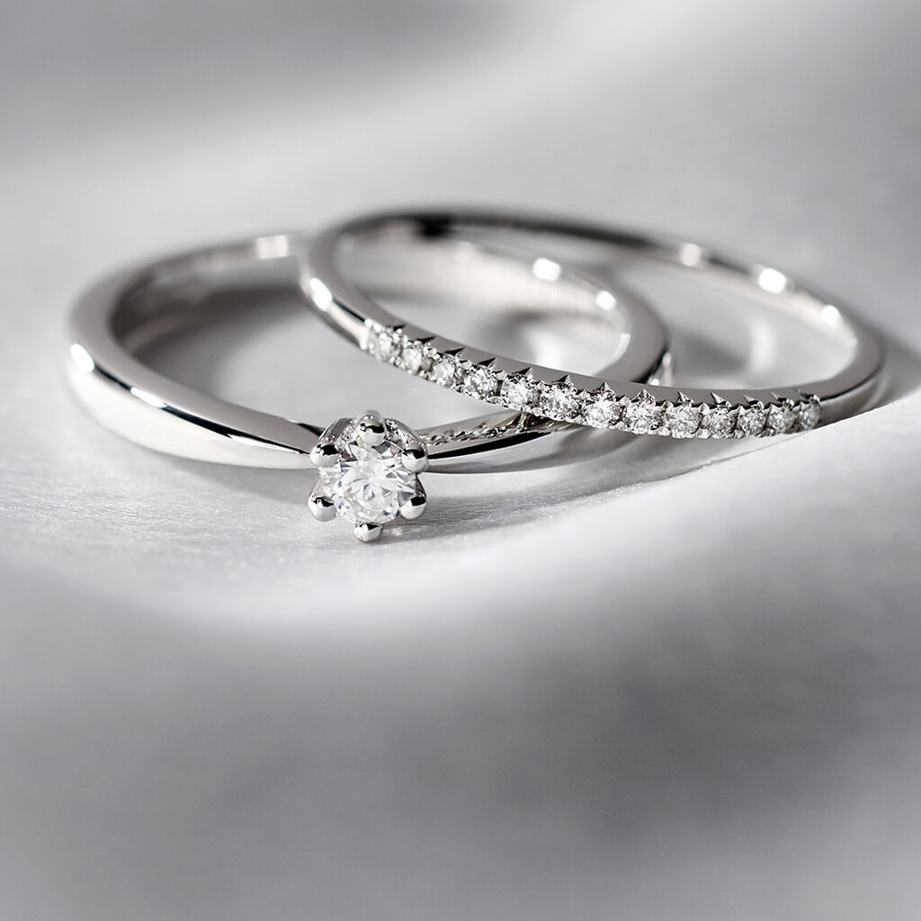 MIRA Damen Ring Silber 925 Zirkonia Wei&szlig; 0,220 ct B 1,59 mm