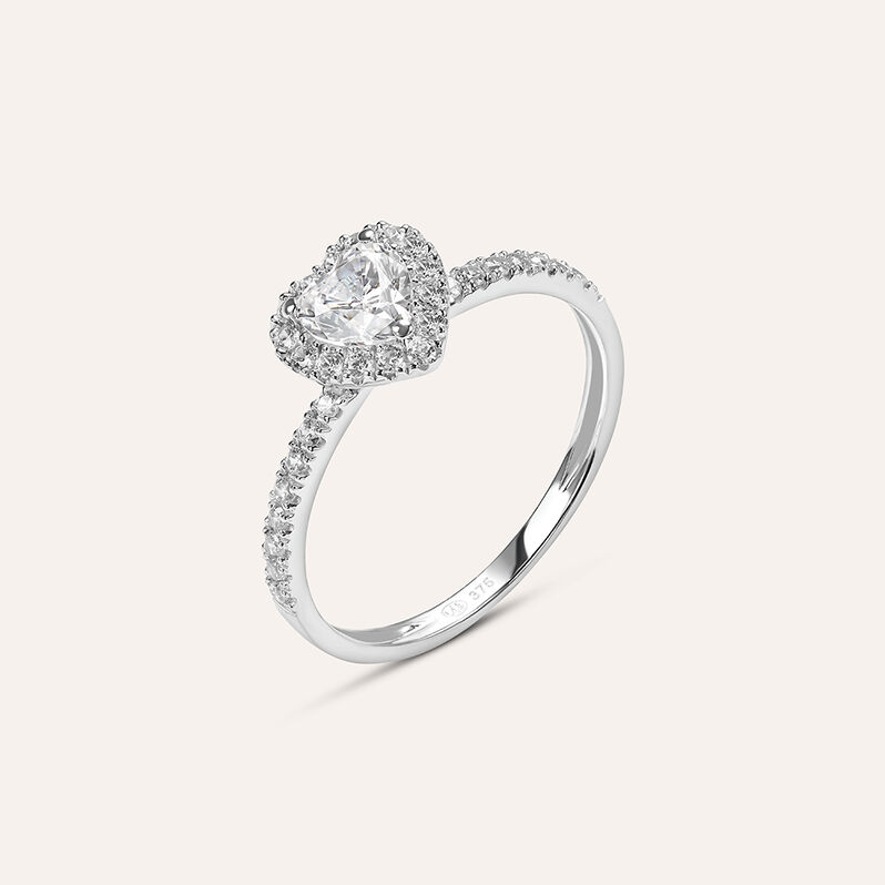 Anello Solitario Claire Oro Bianco Cubic Zirconia - Spannringe Damen | OROVIVO