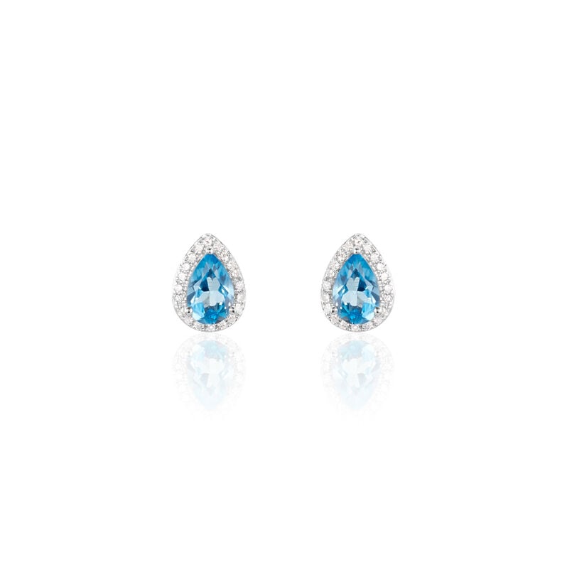 Damen Ohrstecker Weißgold 375 Topas Blau 0,59ct Tropfen Inge  - Ohrstecker Damen | OROVIVO