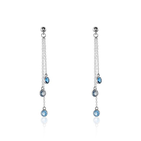 Damen Ohrringe Lang Weißgold 375 Topas Swiss Blue 0,85ct Ebi  - Ohrhänger Damen | OROVIVO