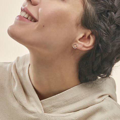 Damen Ohrstecker Gold 375 Diamanten 0,072ct Doppelkreis Atlanta - Ohrstecker Damen | OROVIVO
