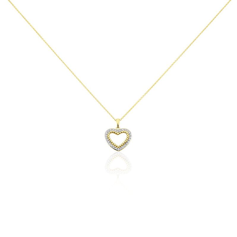 Herz Precious Damen Collier Gold 375 (9 Karat) Diamant Wei&szlig; 0,19 ct Herz B 0,95 mm - Halsketten Damen | OROVIVO