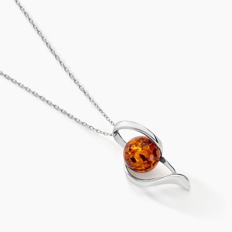 Collier Léonie Argent Rhodié Et Ambre - Spannringe Damen | OROVIVO