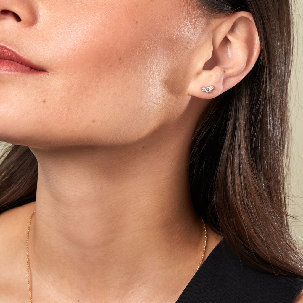 Trilog Damen Ohrstecker Gold 375 (9 Karat) Zirkonia Weiß - Ohrstecker Damen | OROVIVO