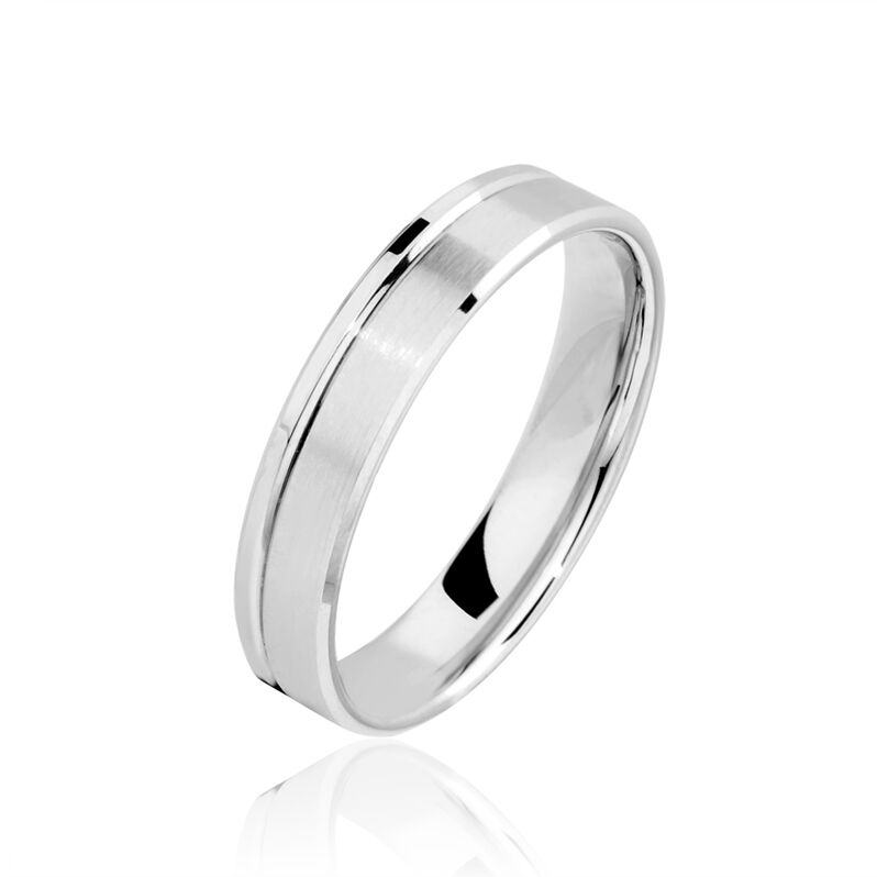 Alliance Polie Brossee Ruban Plat Or Blanc - Spannringe Familie | OROVIVO