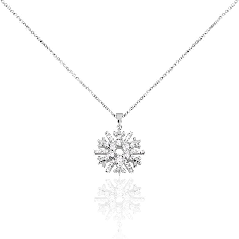 ELSA 4 Damen Collier Silber 925 Zirkonia Wei&szlig; 0,3 ct Schneeflocke - Halsketten Damen | OROVIVO