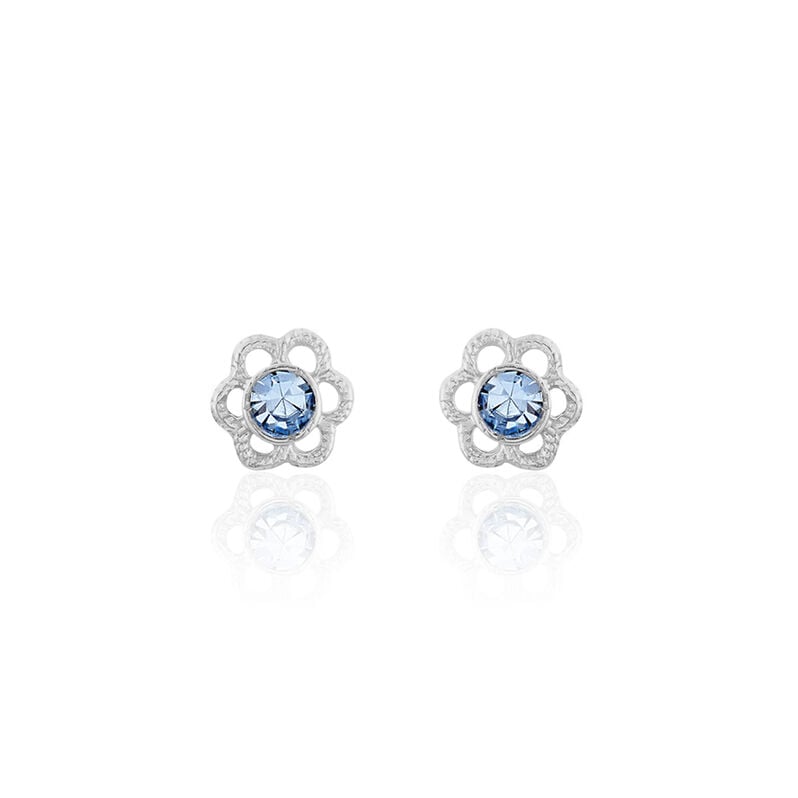 Kinder Ohrstecker Silber 925 Blauer Kristall Blume - Ohrstecker Kinder | OROVIVO