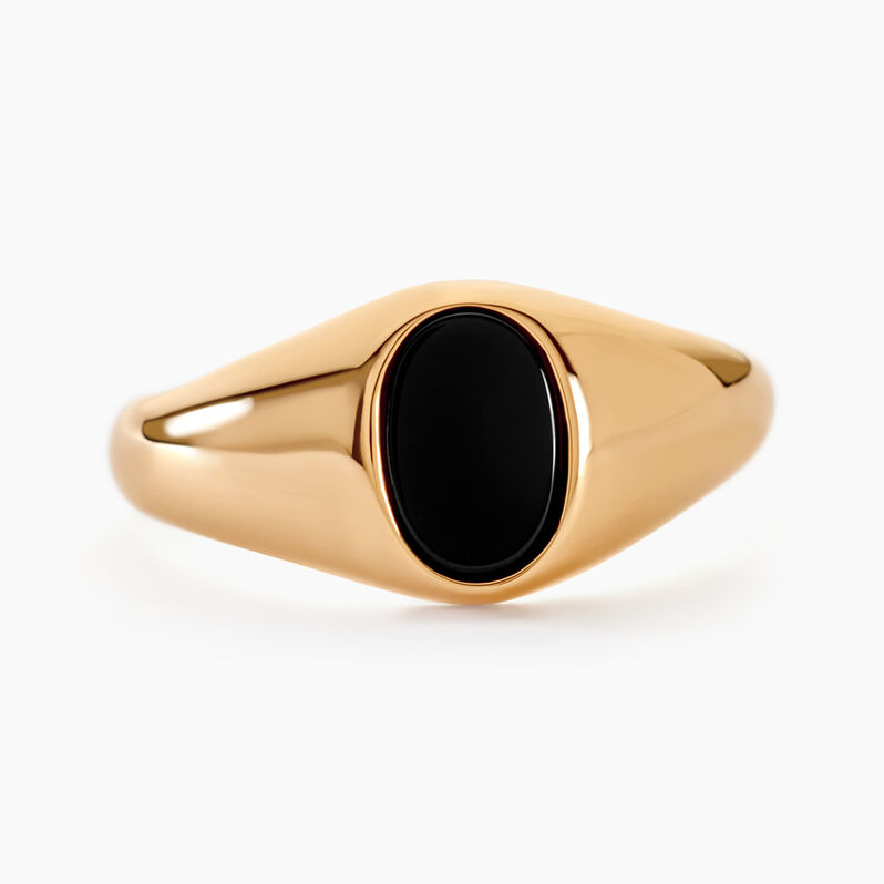 Chevalière Kauai Plaqué Or Jaune Pierre De Synthese - Spannringe Herren | OROVIVO