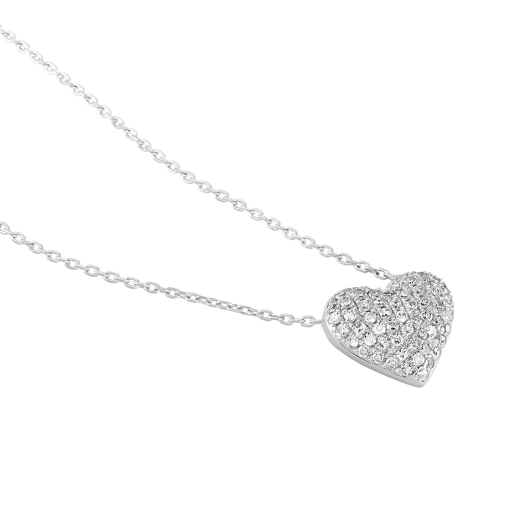Damen Collier Weißgold 375 Diamant 0,12ct Herz Ti Amo 0,70mm - Halsketten Damen | OROVIVO