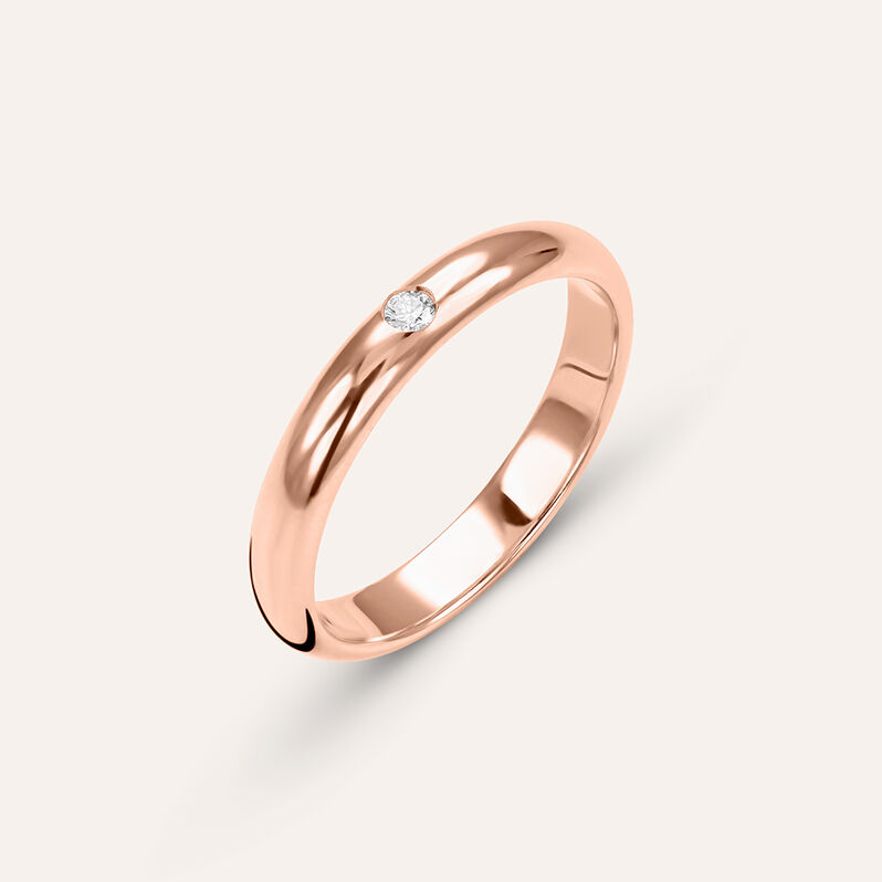 Fede Classica Leggera 3.2 mm Oro Rosa Diamante - Spannringe Unisex | OROVIVO