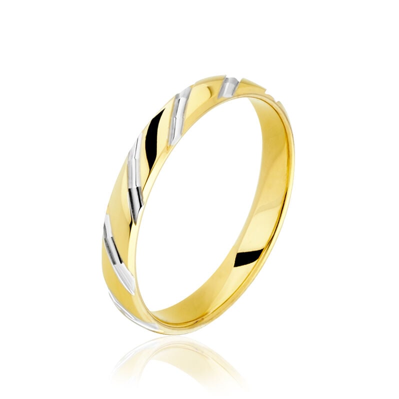 Alliance Strie Fantaisie Demi Jonc Classique Or Bicolore - Spannringe Unisex | OROVIVO