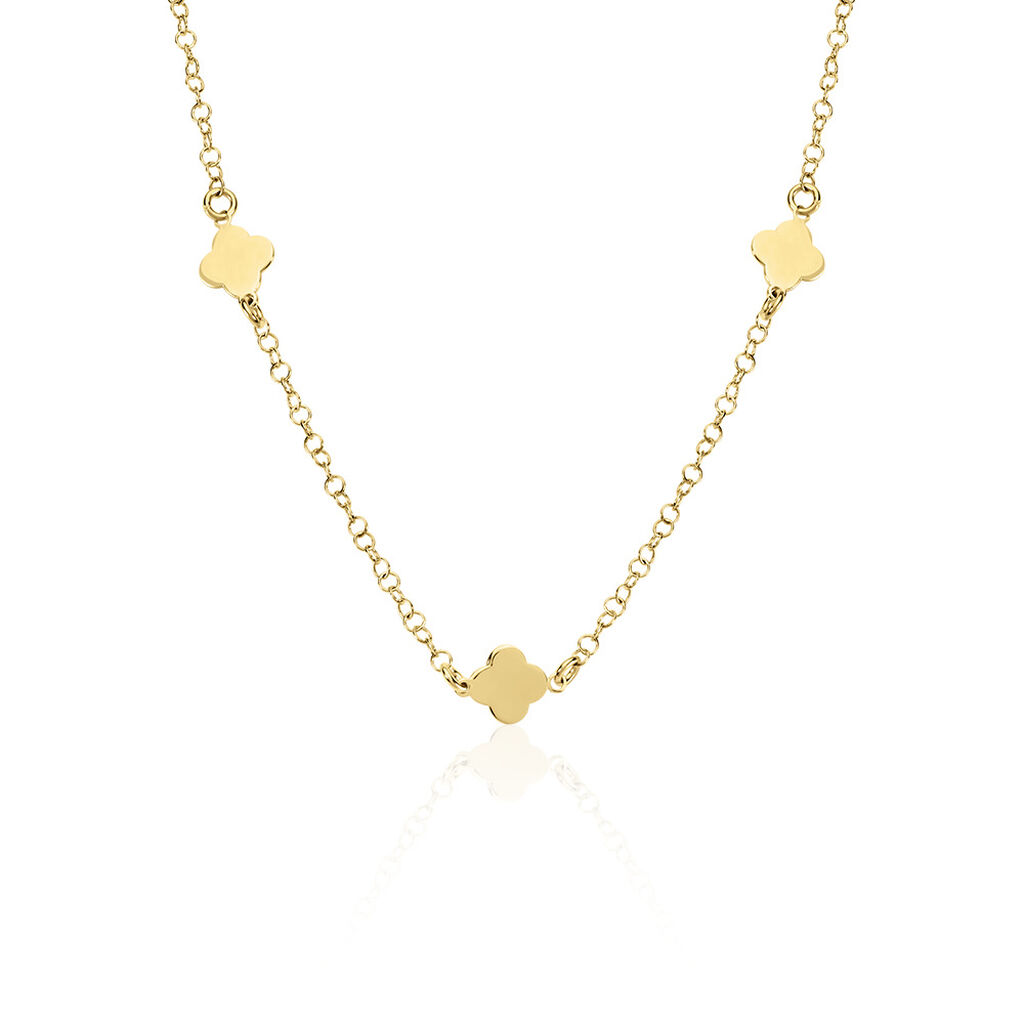 KALEA Damen Collier Silber vergoldet 925 Blume B 2,2 mm, Collier ohne Stein