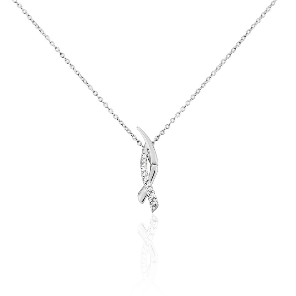 BISTRA Damen Collier Silber 925 Zirkonia Wei&szlig;