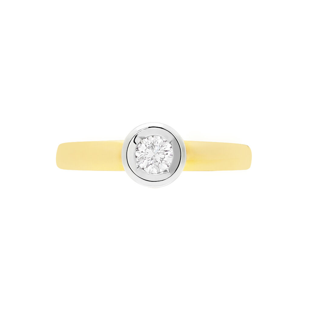 Solitärring Gold 585 Bicolor Diamant 0,2ct - Solitärringe Damen | OROVIVO