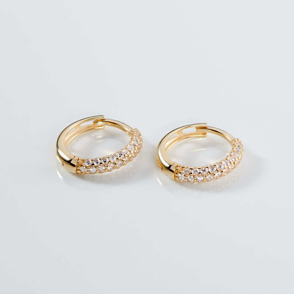 PHILA Damen Creolen Gold 375 (9 Karat) Zirkonia Wei&szlig; 0,1 ct