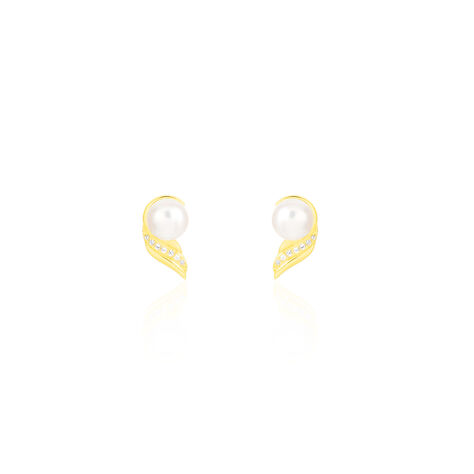 Damen Perlenohrringe Gold 375 Zirkonia Zuchtperlen - Ohrstecker Damen | OROVIVO