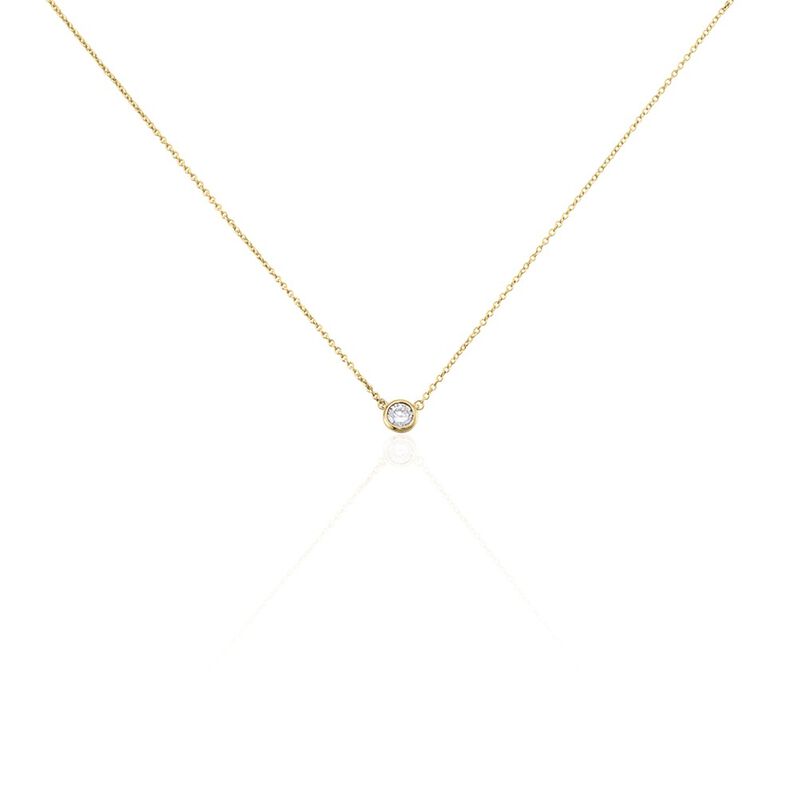 MALENA Damen Collier Vergoldet 750 Zirkonia Wei&szlig; 0,18 ct B 6 mm - Halsketten Damen | OROVIVO